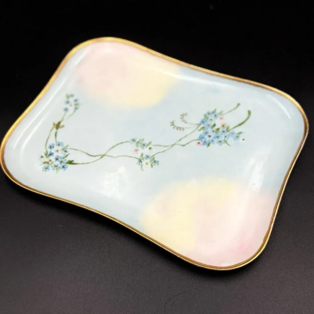 Antique French Limoges Hand Painted Vanity Tray Signed Authentic Limoges